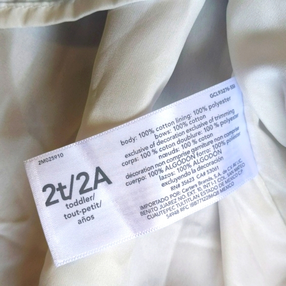 carter's b&w cotton check plaid fit & flare dress with bows 2T toddler girls - Picture 5 of 7